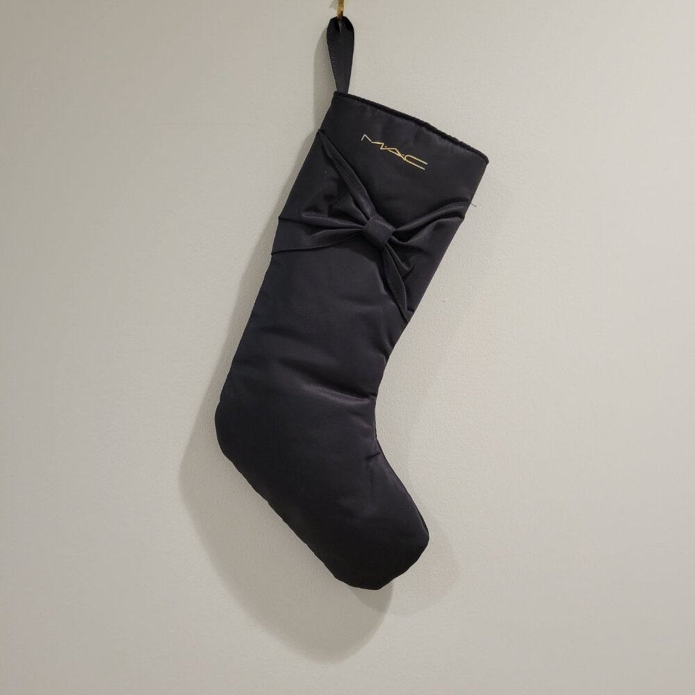 MAC Cosmetics Black Satin Bow Christmas Stocking Gift